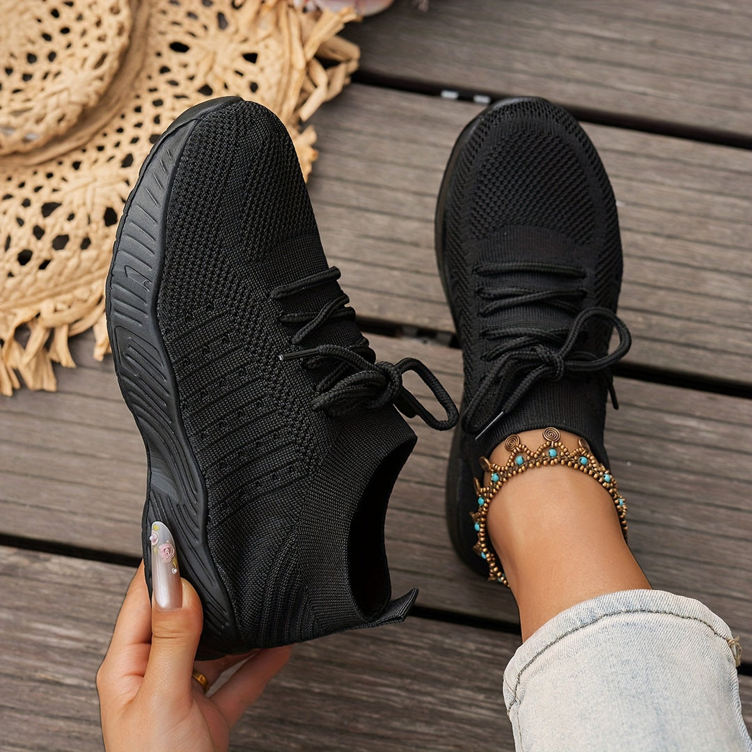 A woman wearing ultra-light comfort sneakers on a long walk