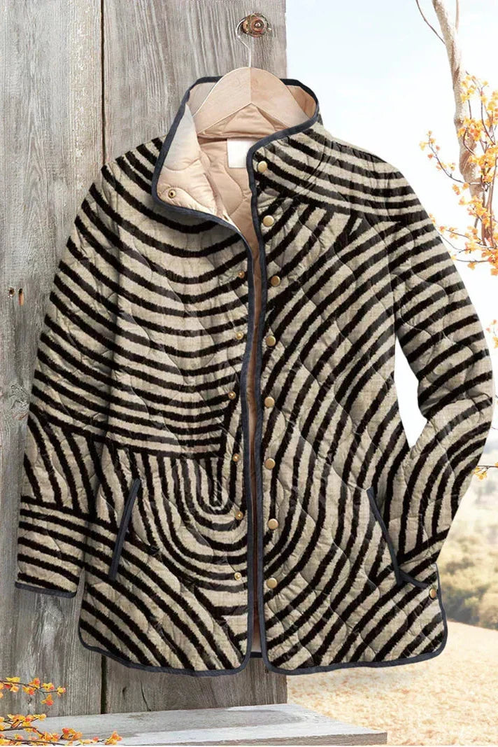 Deirdre – Quilted Jacket in Swirled Stripes