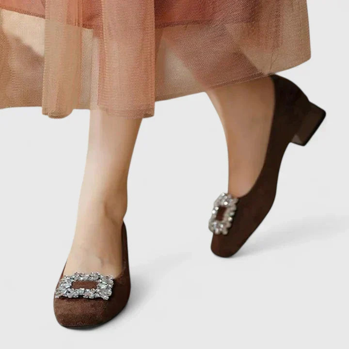 A woman in cushioned classic heels moving comfortably from an appointment to dinner.