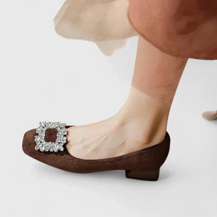 A woman in cushioned classic heels moving comfortably from an appointment to dinner.