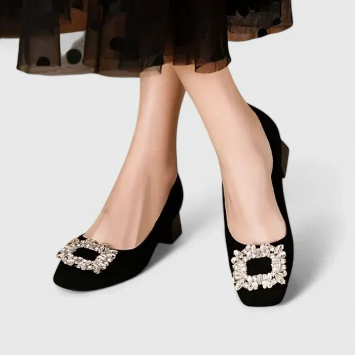 A woman in cushioned classic heels moving comfortably from an appointment to dinner.