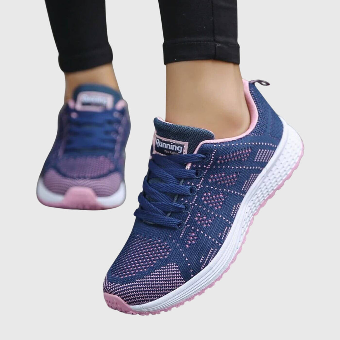 A woman enjoying a gentle stroll in cushioned orthopaedic comfort shoes.