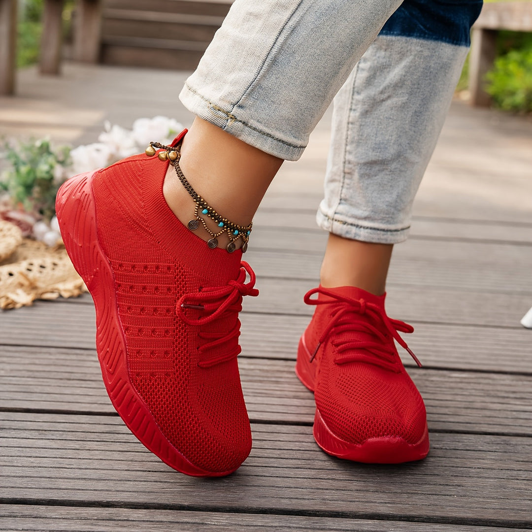 A woman wearing ultra-light comfort sneakers on a long walk