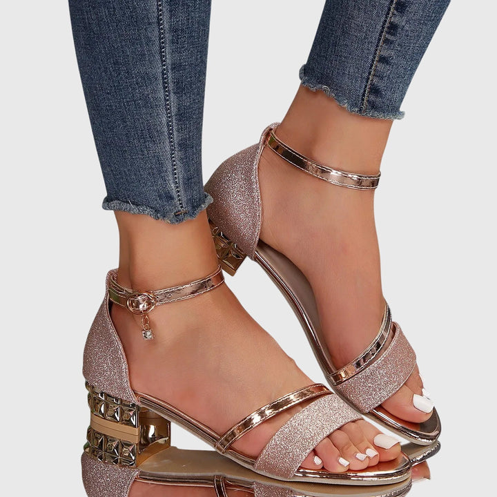 A woman in adjustable comfort sandals enjoying a warm-weather day out.