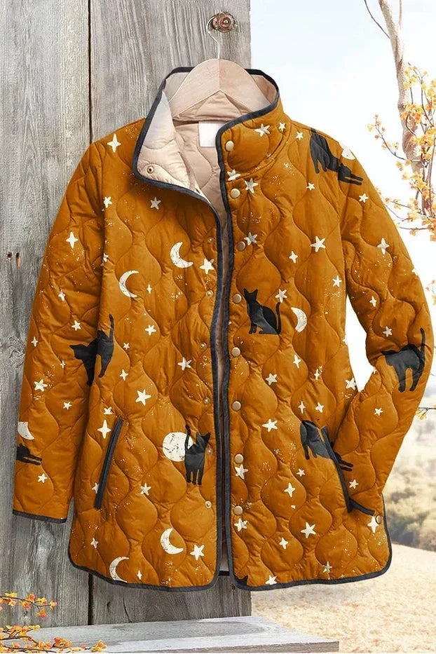 Lynette – Quilted Jacket with Cats and Moons