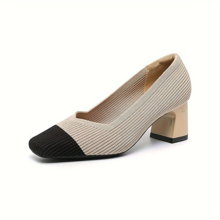 A woman in cushioned arch-support heels comfortably on her feet through a busy day.