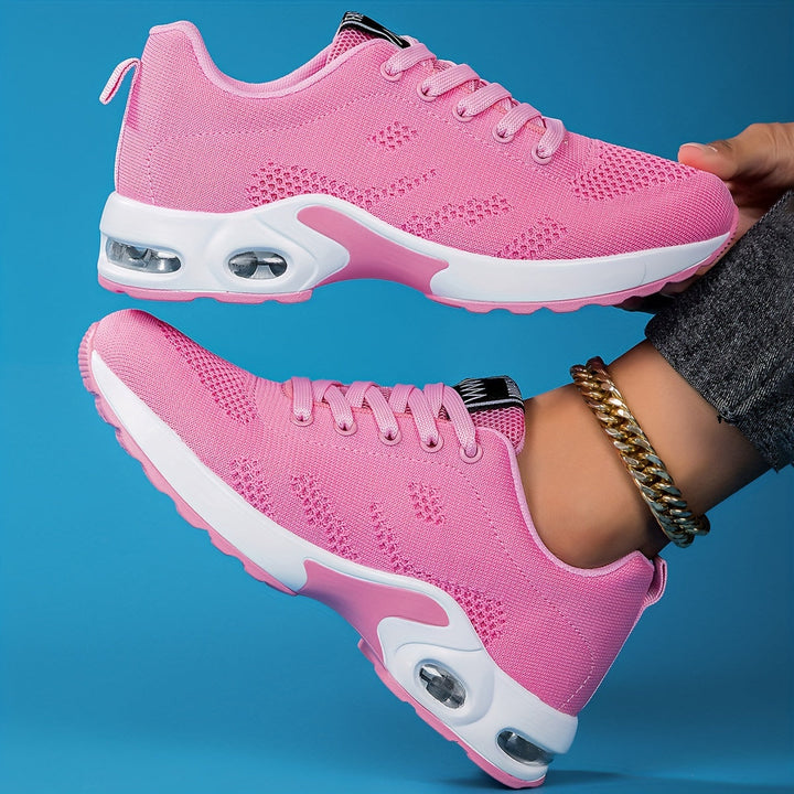 A woman walking further in breathable, air-cushioned non-slip sneakers.