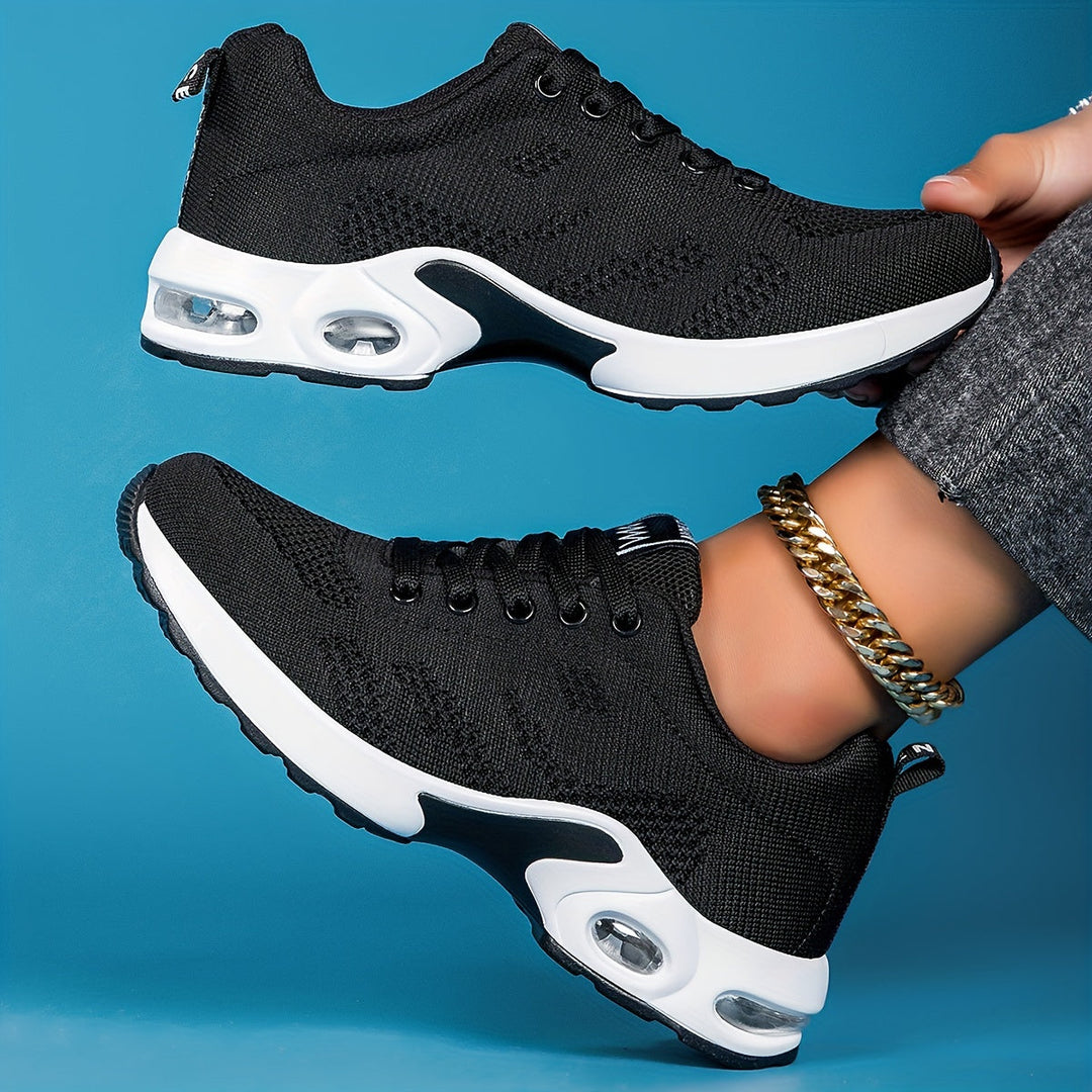 A woman walking further in breathable, air-cushioned non-slip sneakers.
