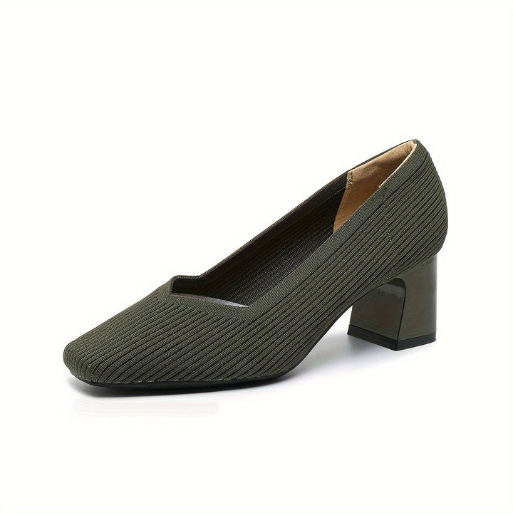 A woman in cushioned arch-support heels comfortably on her feet through a busy day.