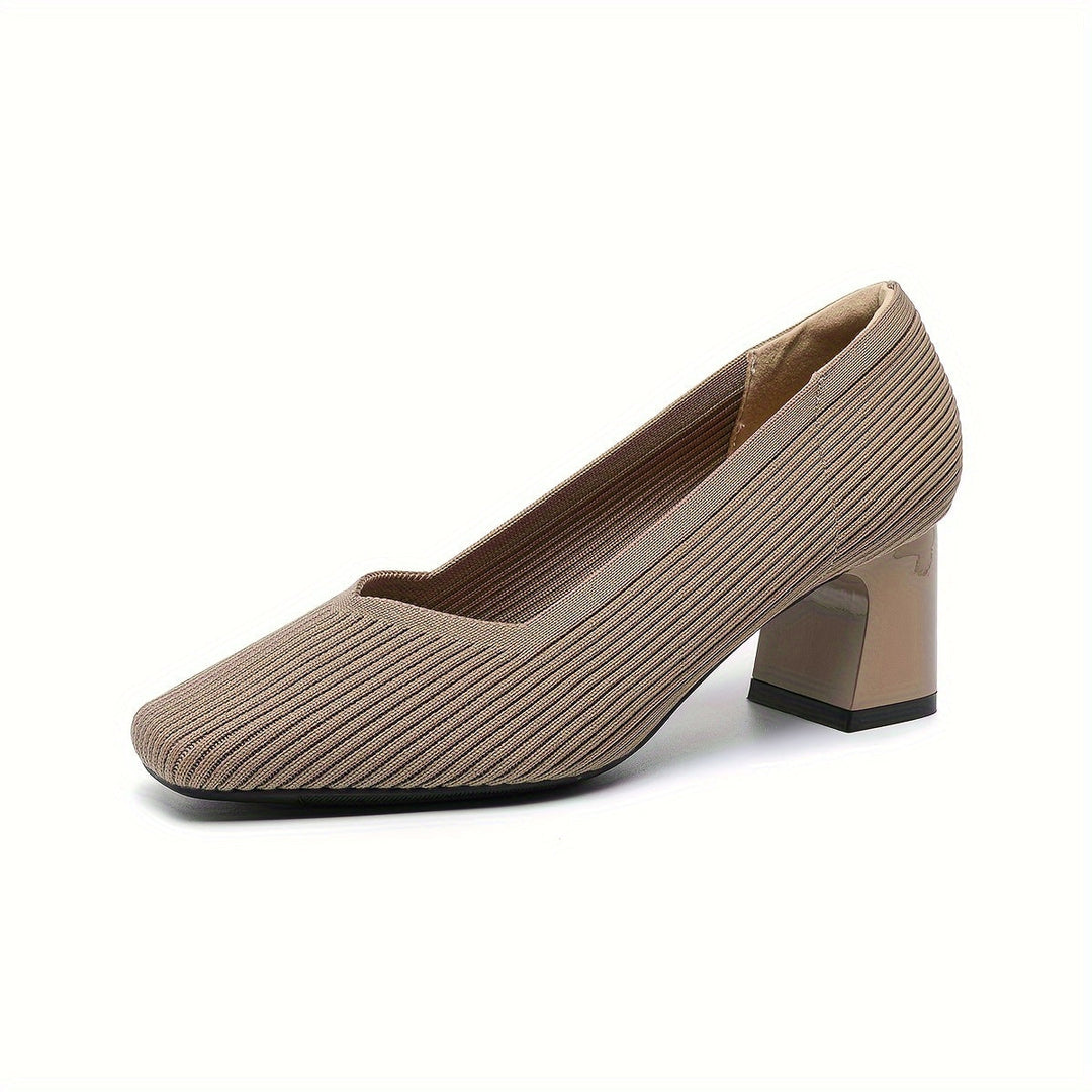 A woman in cushioned arch-support heels comfortably on her feet through a busy day.