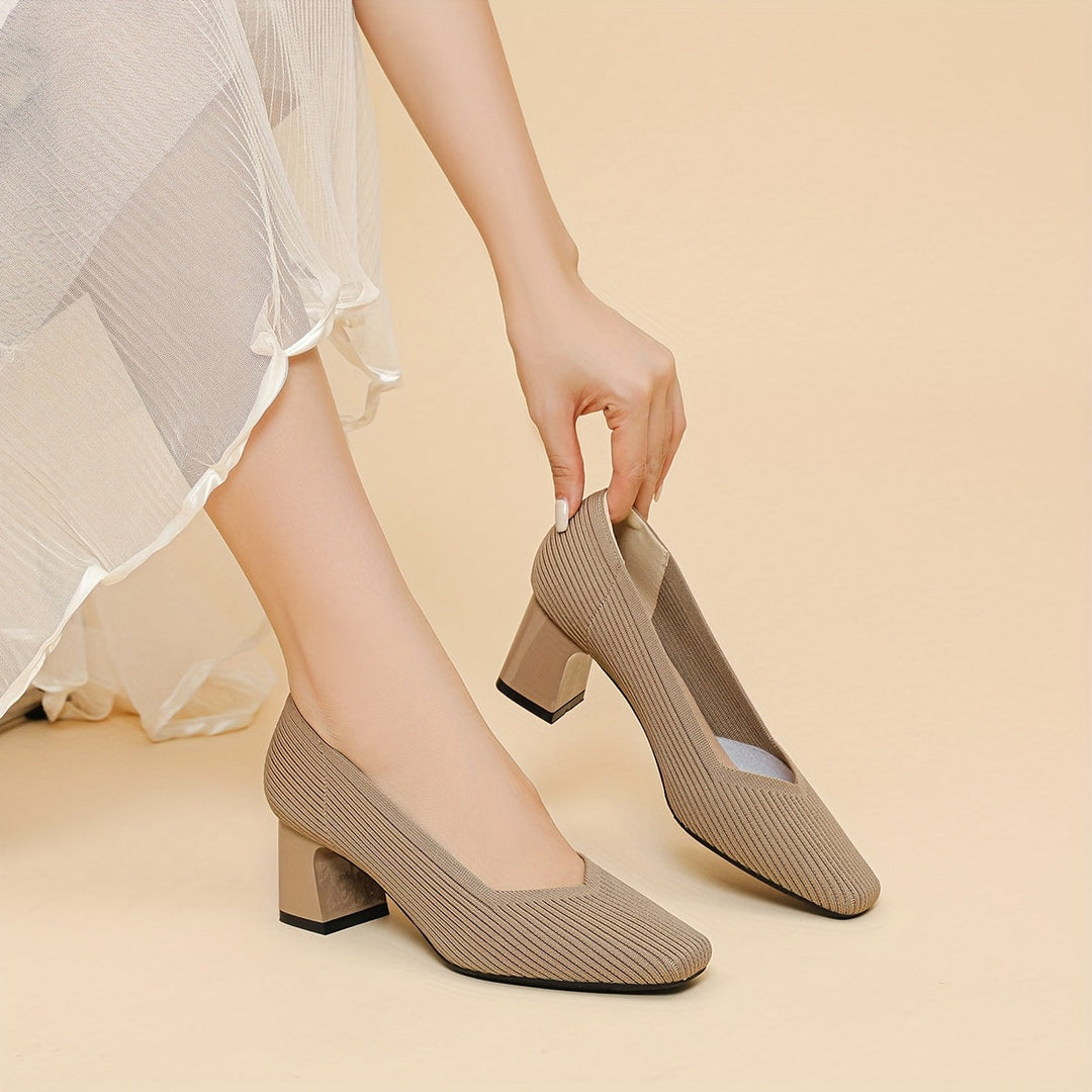 A woman in cushioned arch-support heels comfortably on her feet through a busy day.