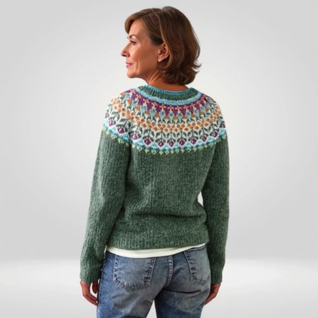 Maeve – Sweater with Nordic Yoke in Fir
