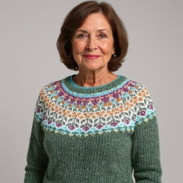 Maeve – Sweater with Nordic Yoke in Fir