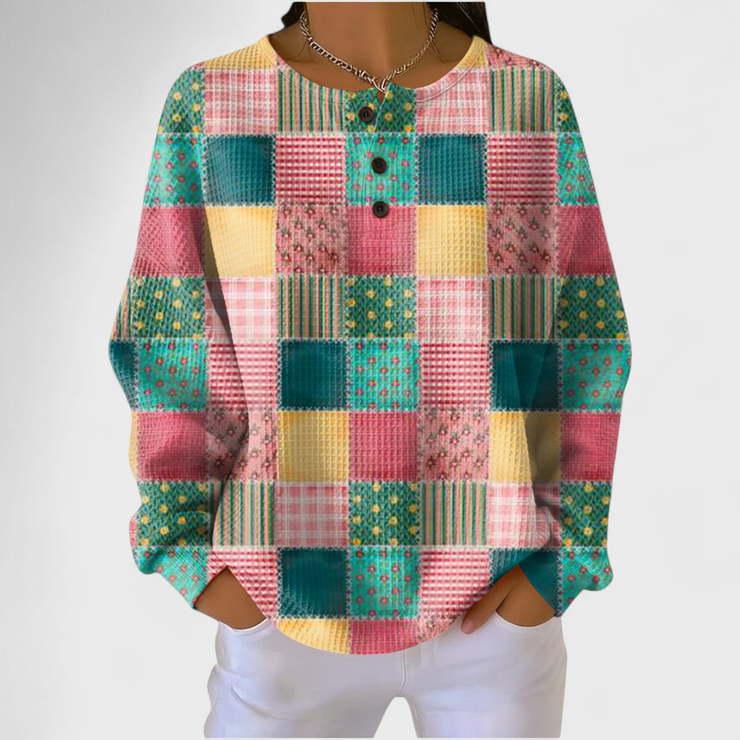Delia – Sweater in Patchwork Check