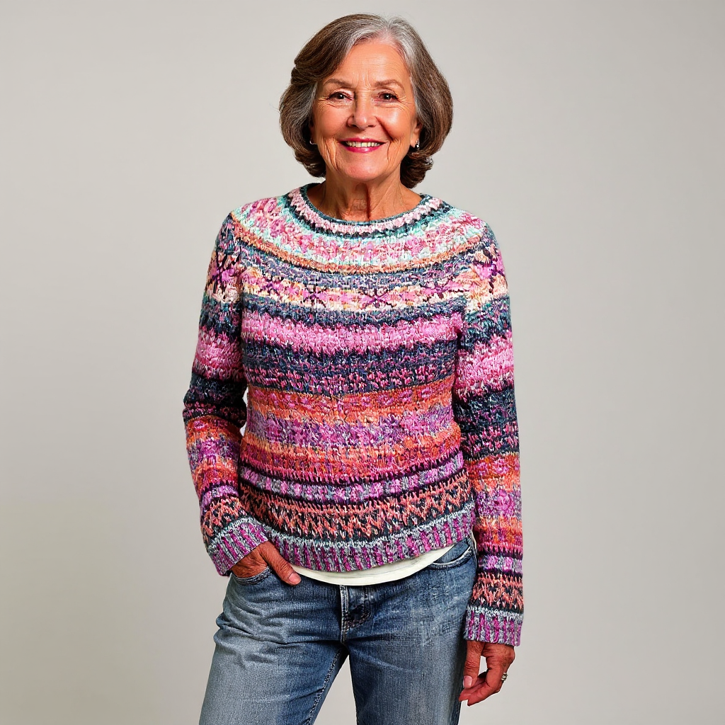 Iona – Sweater in Stripe Mix in Pink