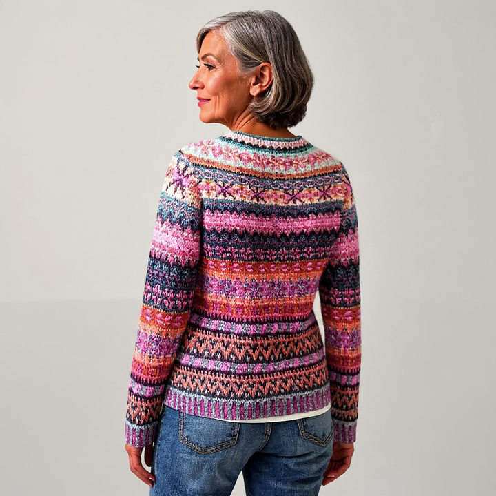 Iona – Sweater in Stripe Mix in Pink