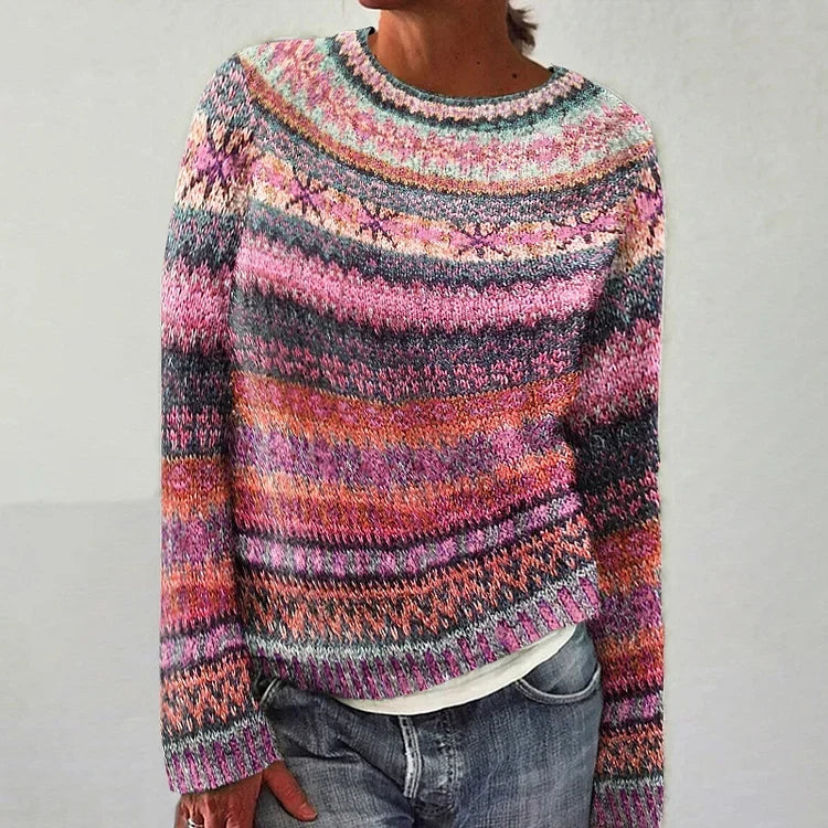Iona – Sweater in Stripe Mix in Pink