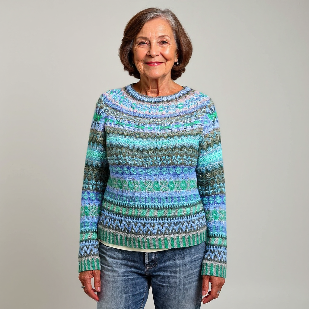 Judith – Sweater in Stripe Mix in Turquoise