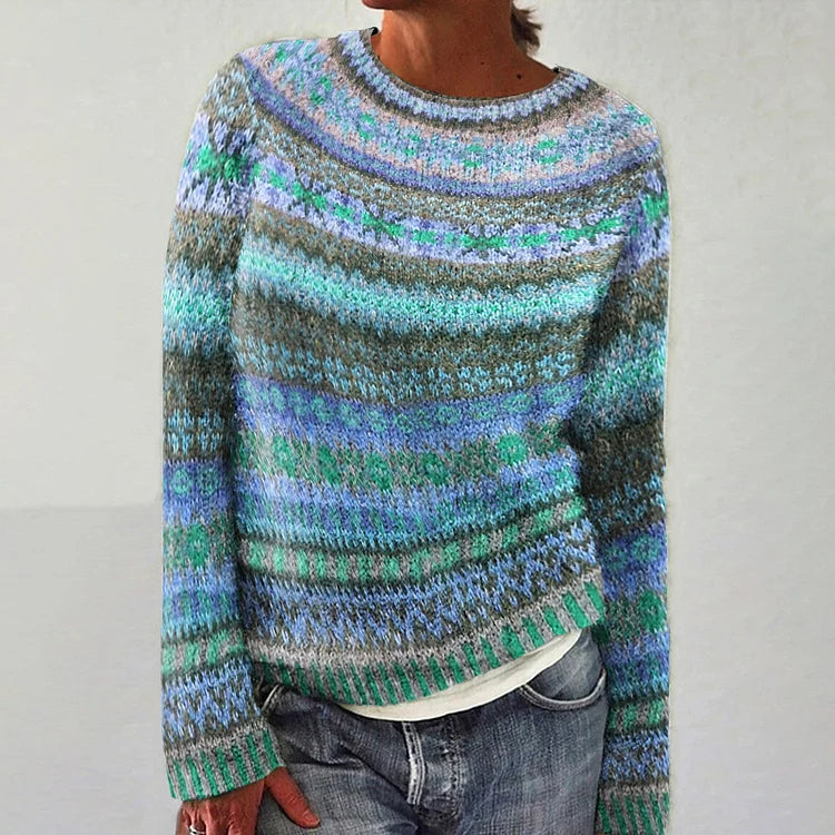 Judith – Sweater in Stripe Mix in Turquoise