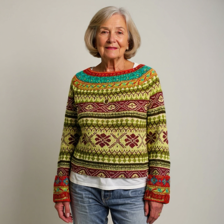 Dolores – Sweater with Ornaments in Olive