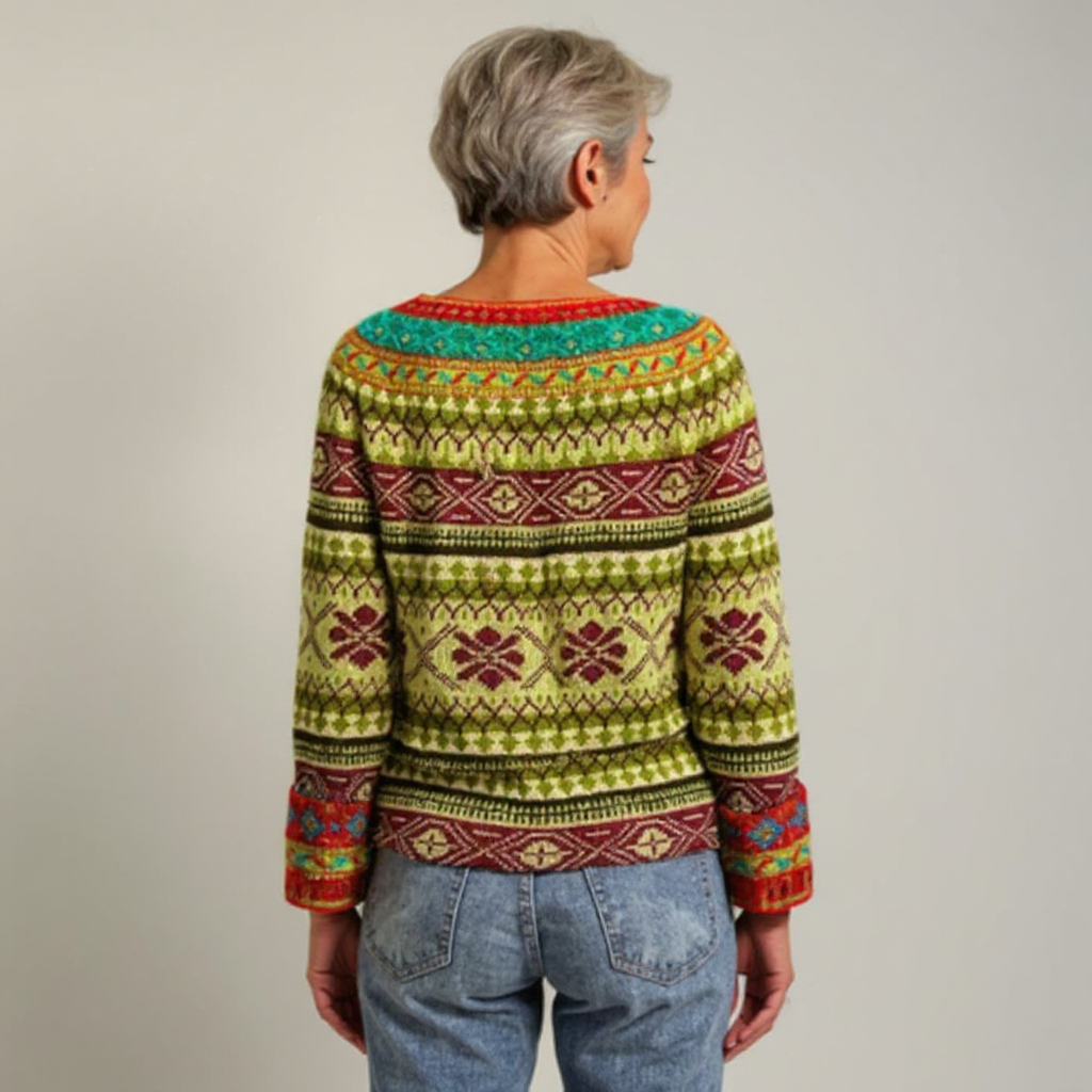 Dolores – Sweater with Ornaments in Olive