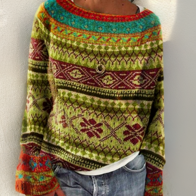 Dolores – Sweater with Ornaments in Olive