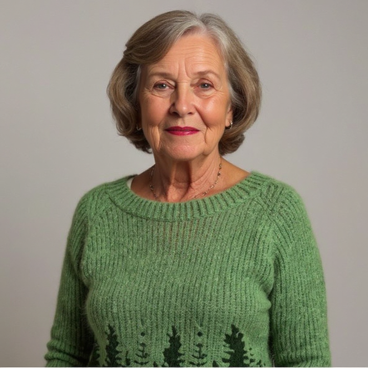 Cara – Sweater with Firs in Forest Green