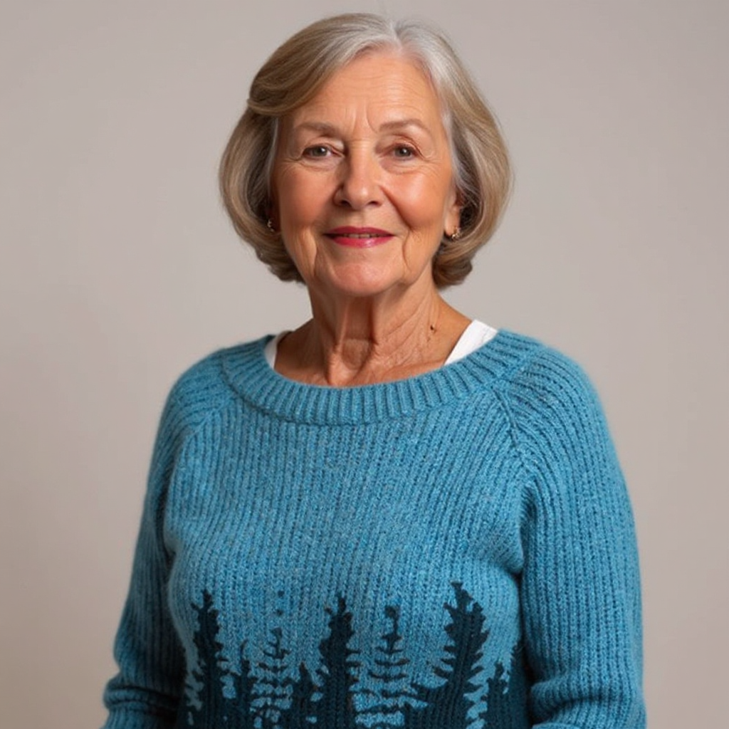 Fiona – Sweater with Firs in Teal