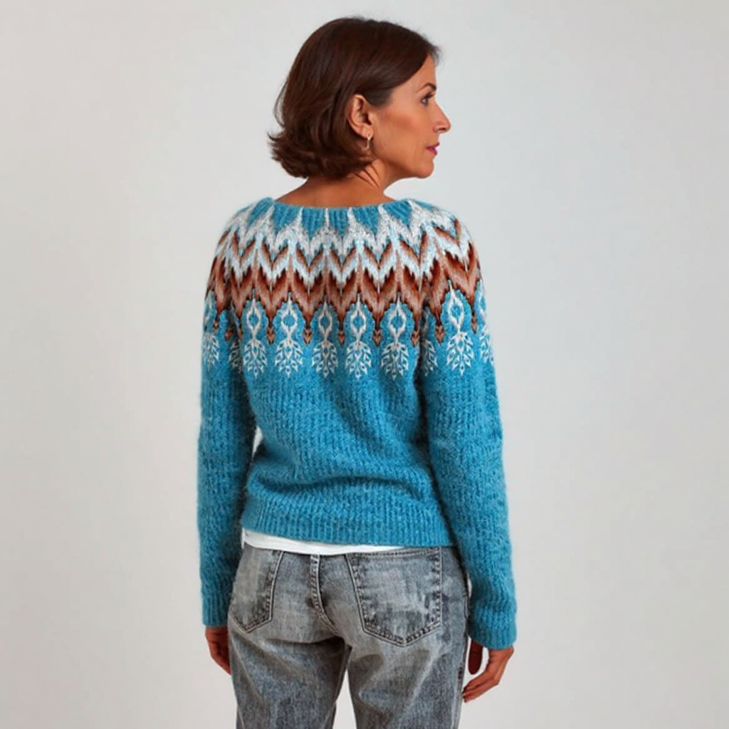 Ingrid – Sweater with Nordic Yoke in Teal