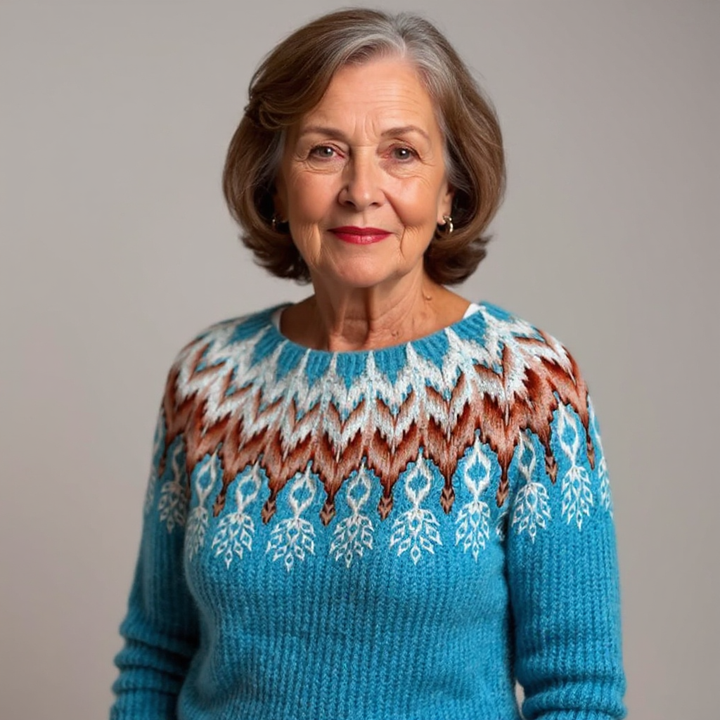 Ingrid – Sweater with Nordic Yoke in Teal