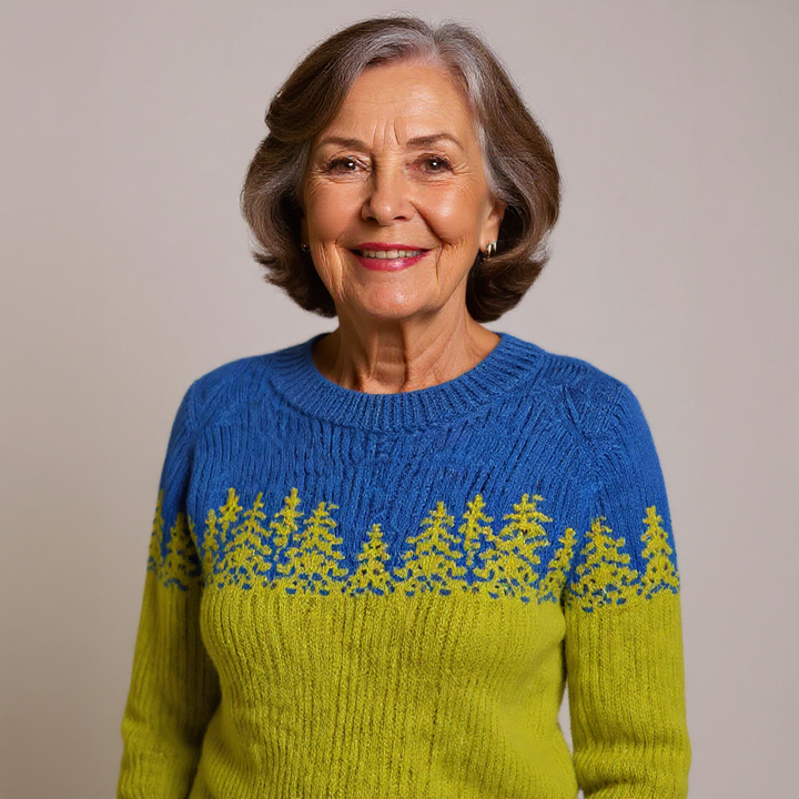 Dora – Sweater with Firs in Lime