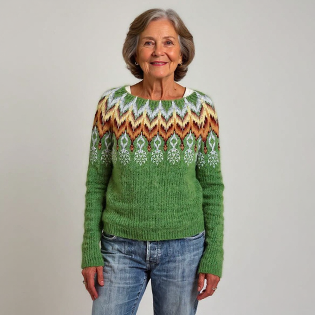 Gretchen – Sweater with Nordic Yoke in Green