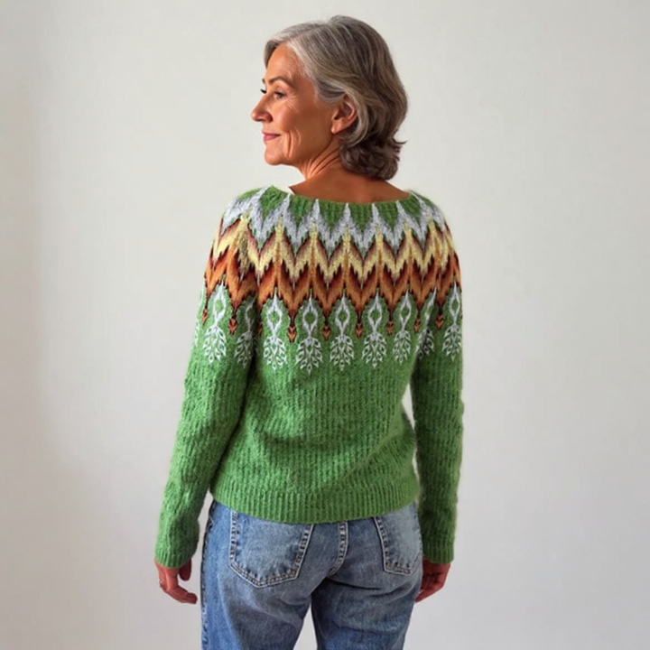 Gretchen – Sweater with Nordic Yoke in Green