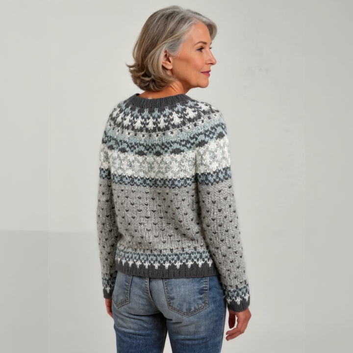 Fay – Sweater in Grey with Nordic Yoke