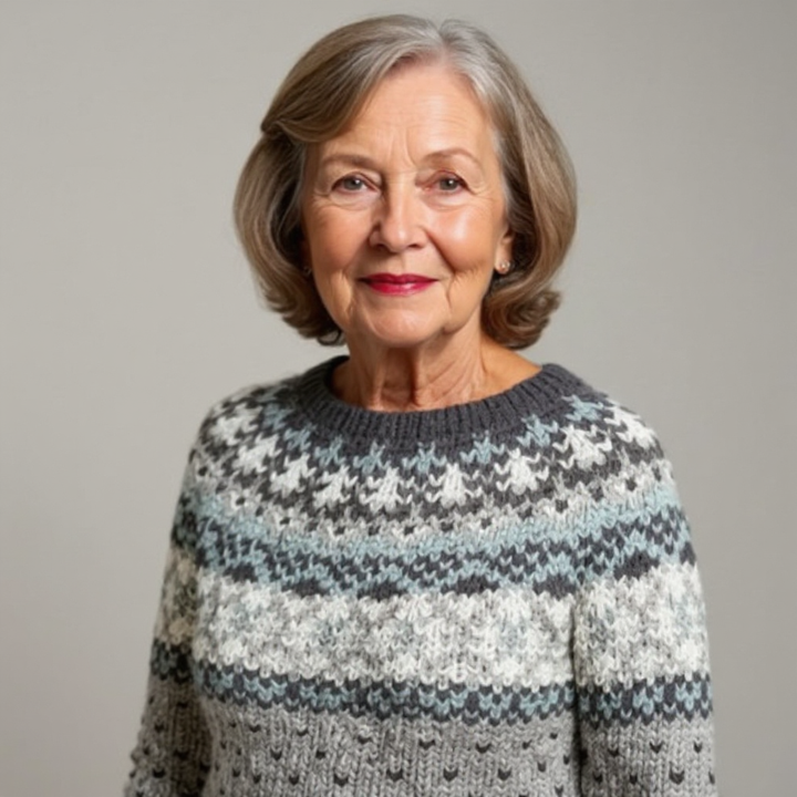 Fay – Sweater in Grey with Nordic Yoke