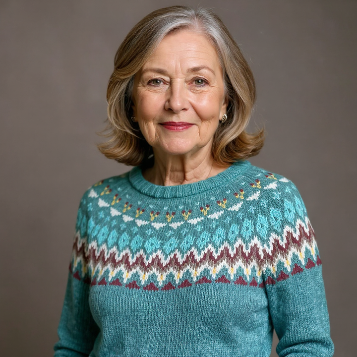 Phoebe – Sweater with Nordic Yoke in Turquoise