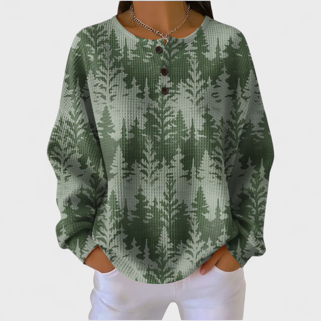 Darcy – Sweater with Fir Forest in Green