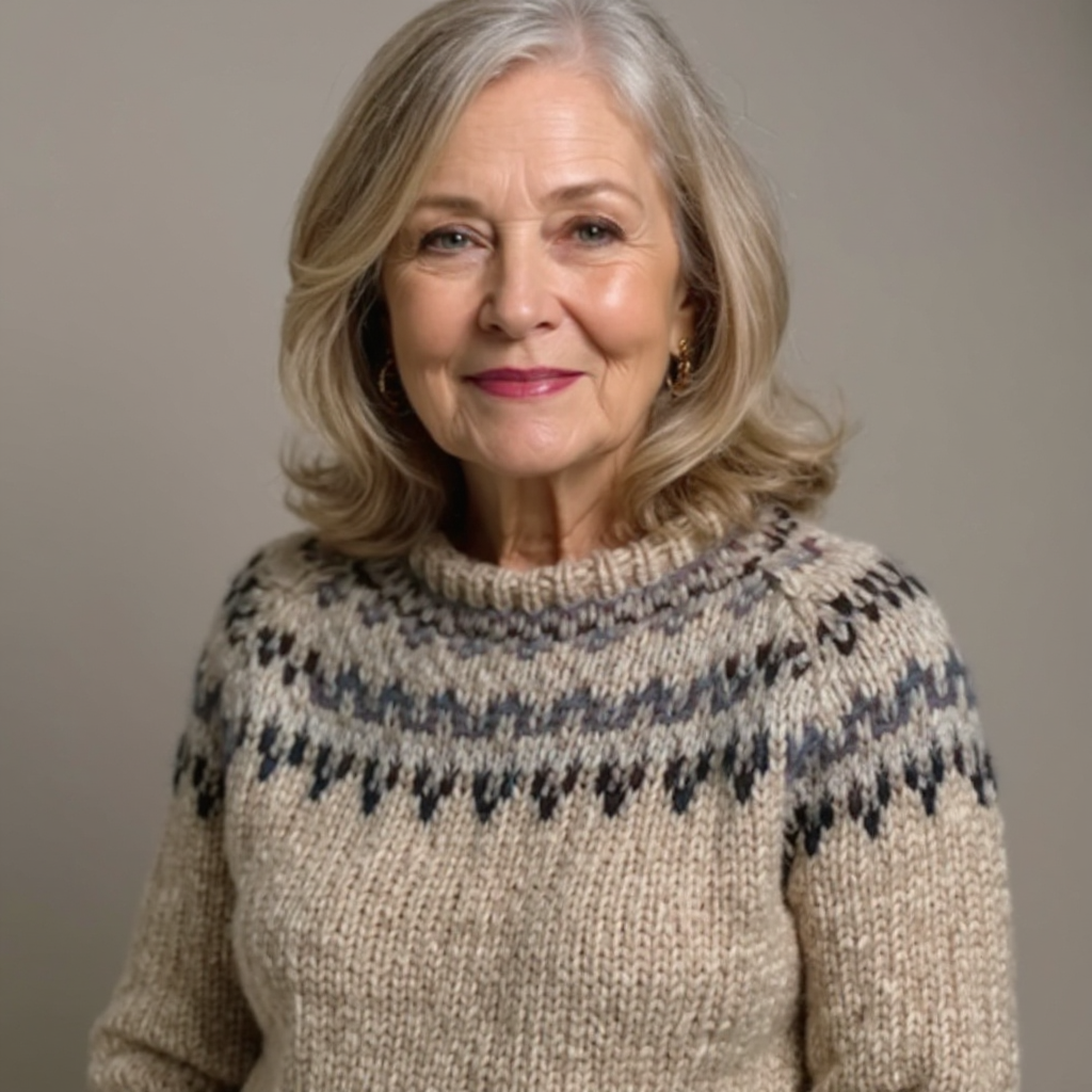 Lena – Sweater with Nordic Yoke in Beige