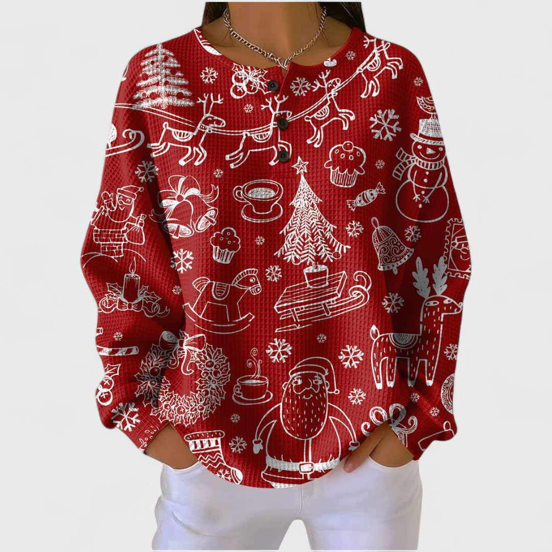 Maisie – Sweater with Christmas Motifs in Red