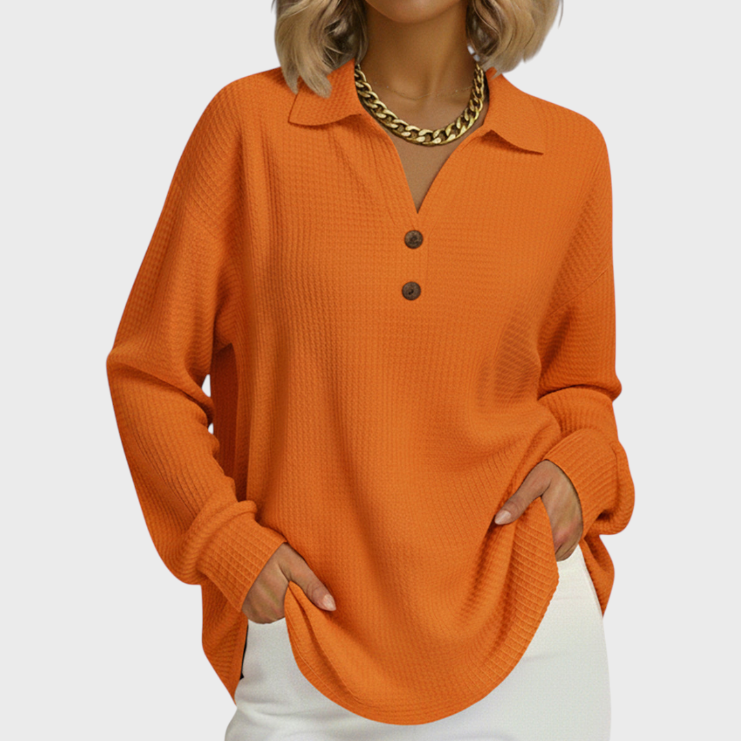 Nell – Sweater in Orange with Collar
