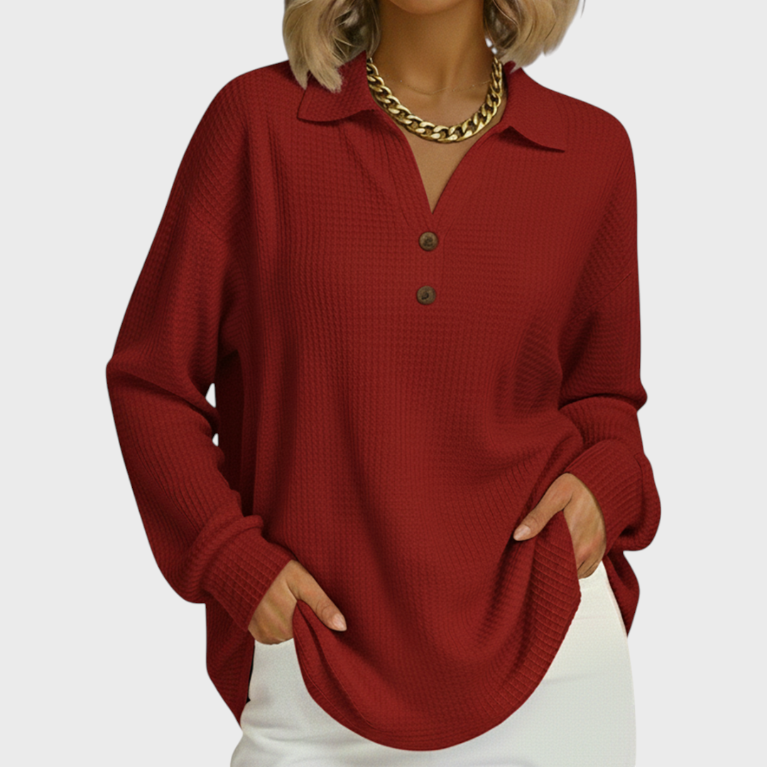 Nell – Sweater in Orange with Collar