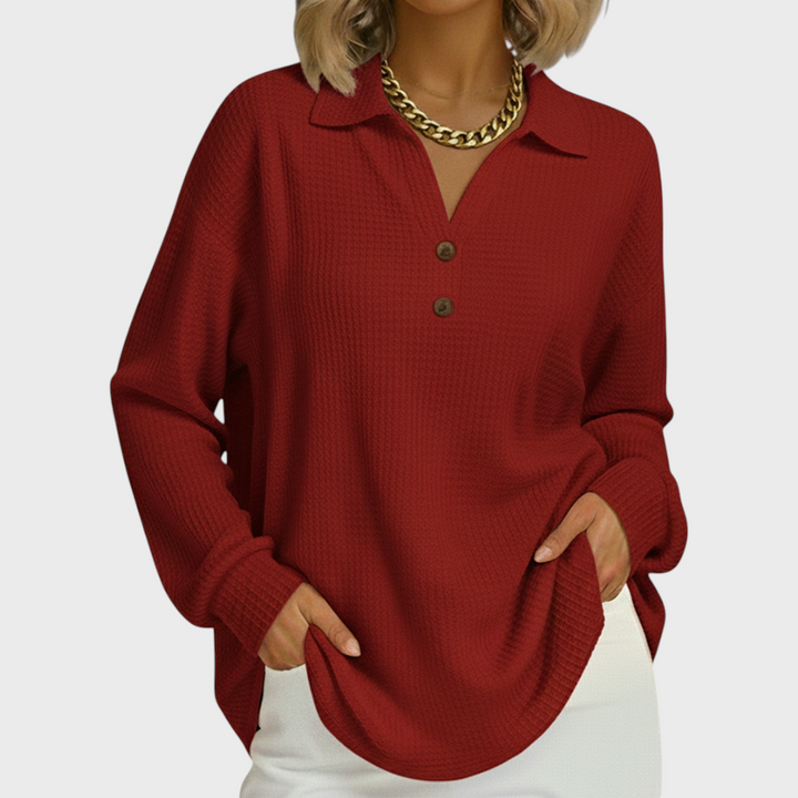 Nell – Sweater in Orange with Collar