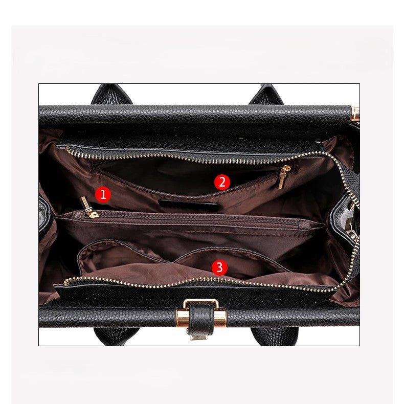 A woman carrying an elegant classic handbag on her arm as she heads out for the day.