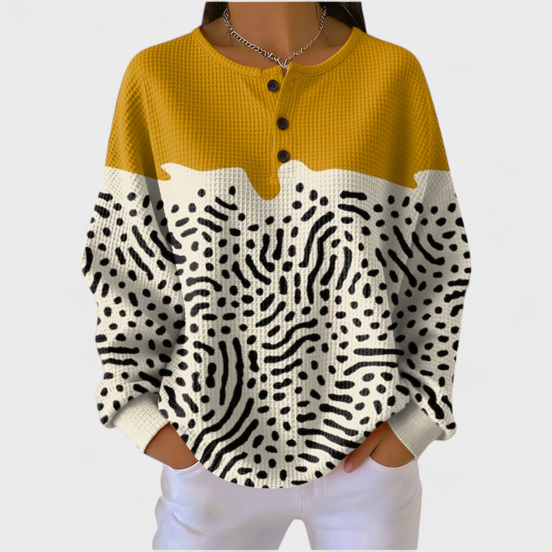 Millie – Sweater with Shapes in Ochre
