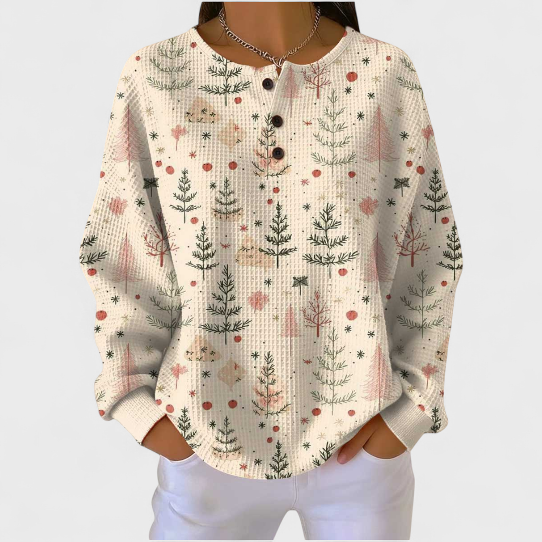 Callie – Sweater with Branches on Cream
