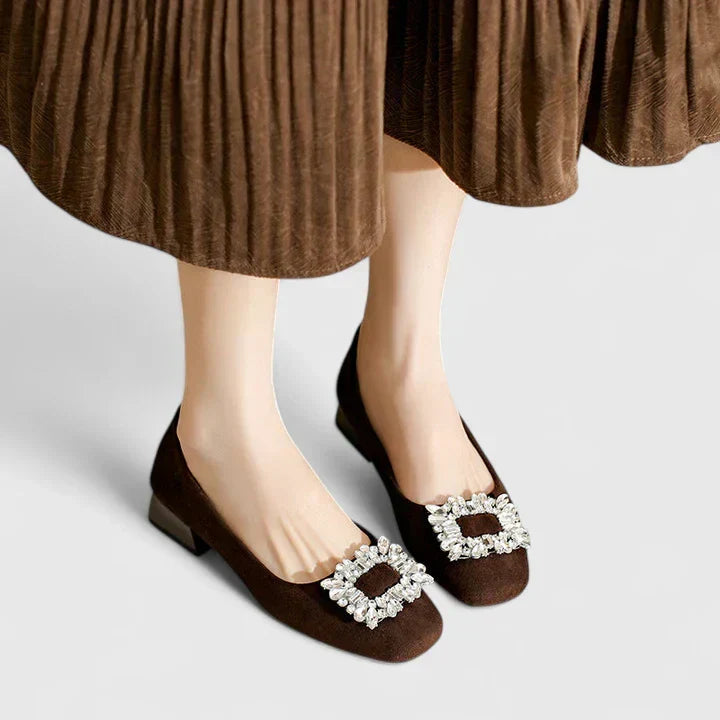 A woman in cushioned classic heels moving comfortably from an appointment to dinner.