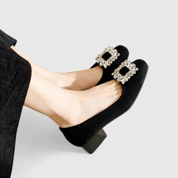 A woman in cushioned classic heels moving comfortably from an appointment to dinner.