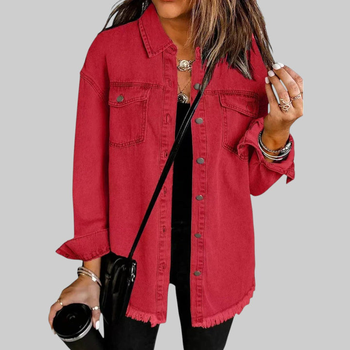 A woman wearing a relaxed casual jacket during an evening walk