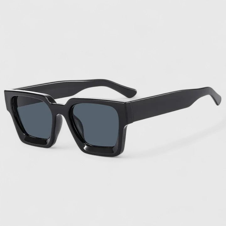 A woman out for the day wearing classic square sunglasses, relaxed and stylish in the sun.