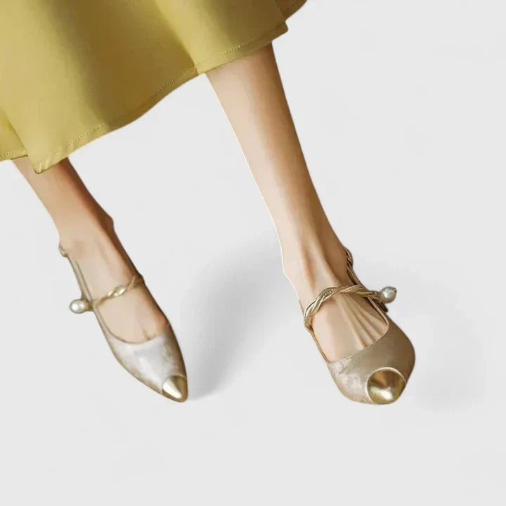 A woman in elegant supportive heels enjoying a family celebration.